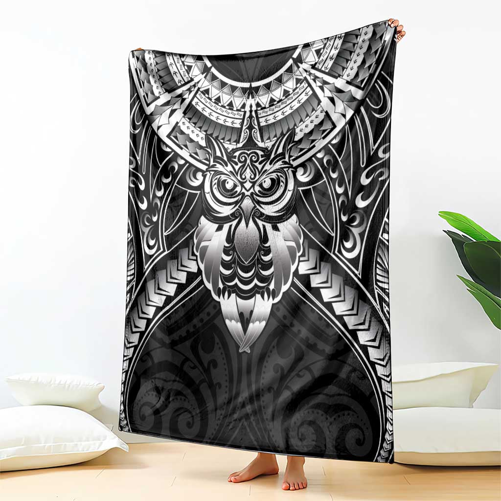 New Zealand Morepork Blanket Maori Pattern Black