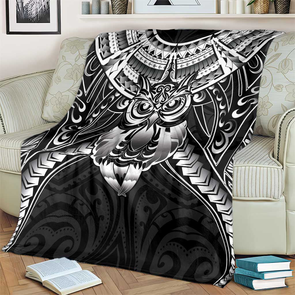 New Zealand Morepork Blanket Maori Pattern Black