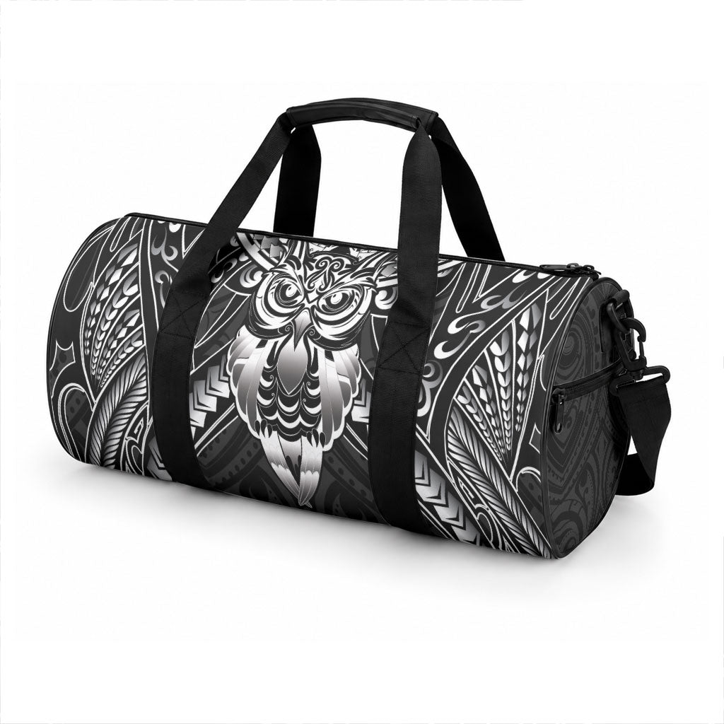 New Zealand Morepork Duffle Bag Maori Pattern Black LT05 - Polynesian Pride