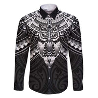 New Zealand Morepork Family Matching Tank Maxi Dress and Hawaiian Shirt Maori Pattern Black