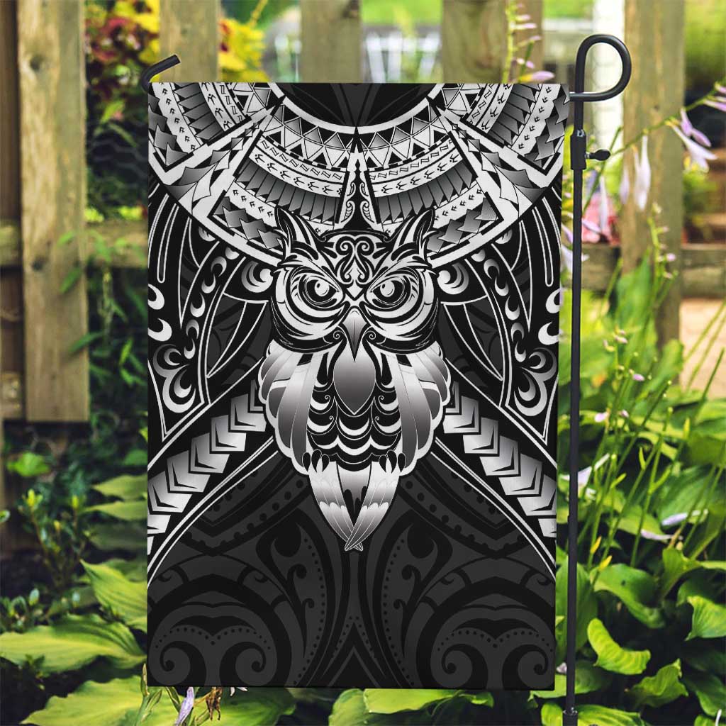 New Zealand Morepork Garden Flag Maori Pattern Black