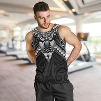New Zealand Morepork Men Tank Top Maori Pattern Black