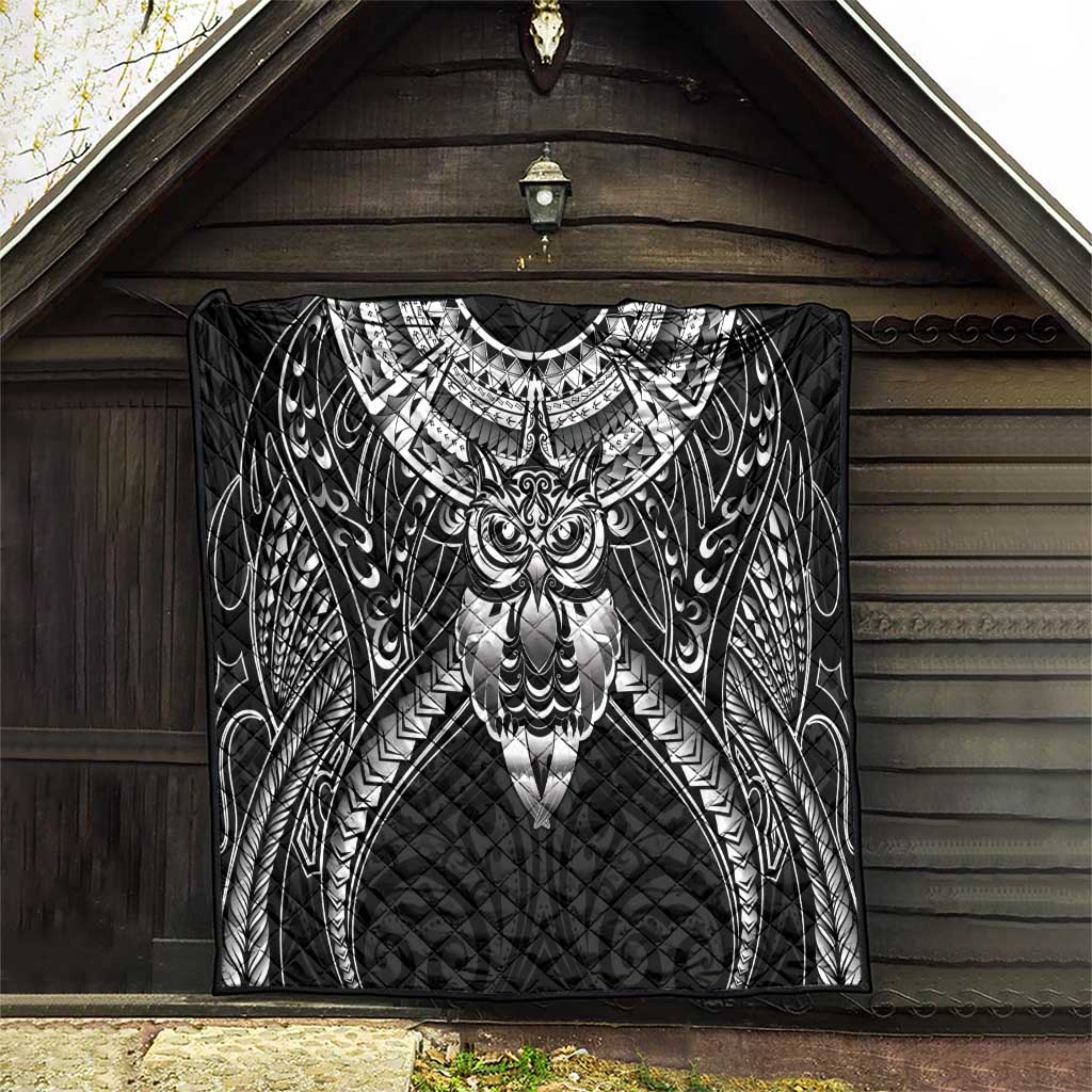 New Zealand Morepork Quilt Maori Pattern Black