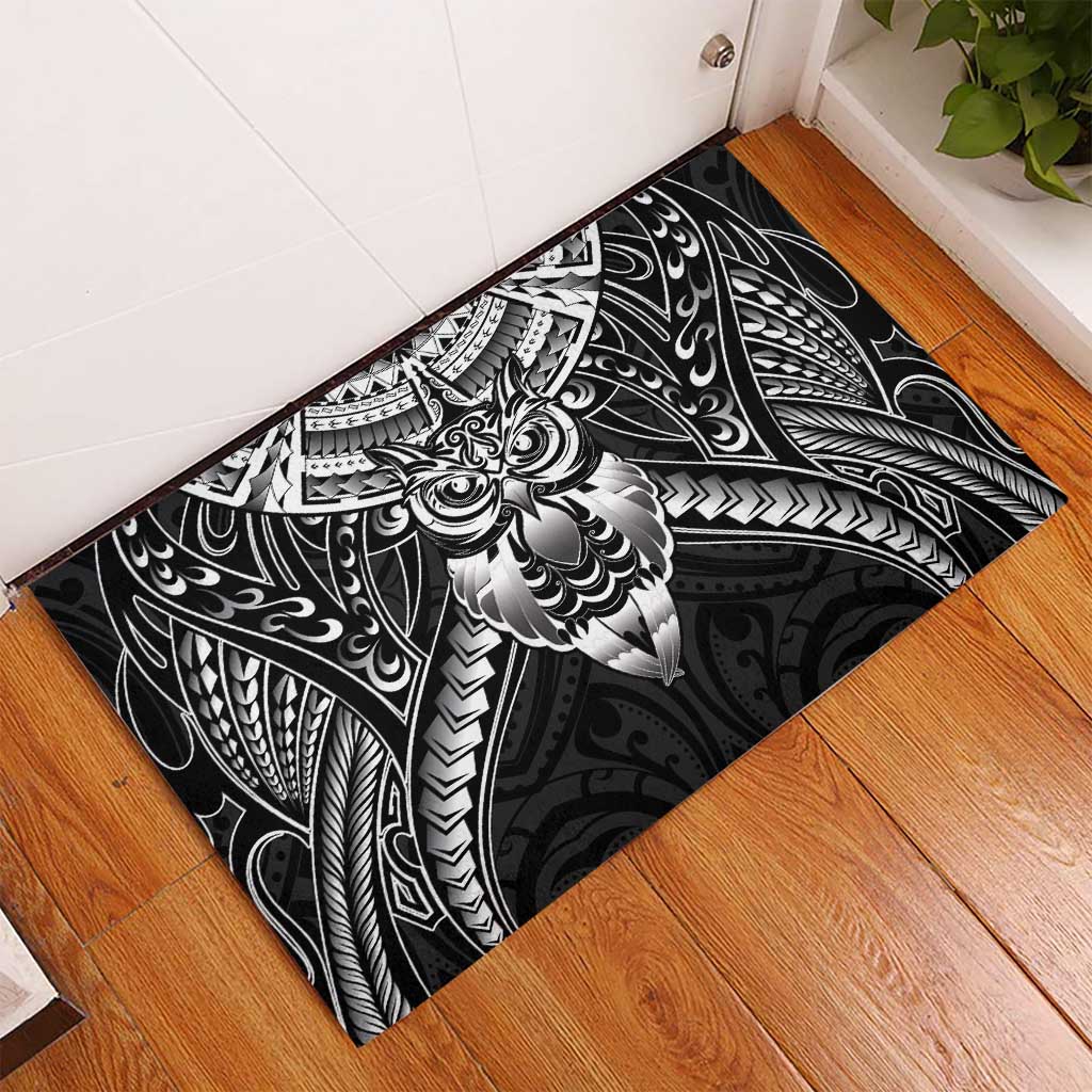 New Zealand Morepork Rubber Doormat Maori Pattern Black