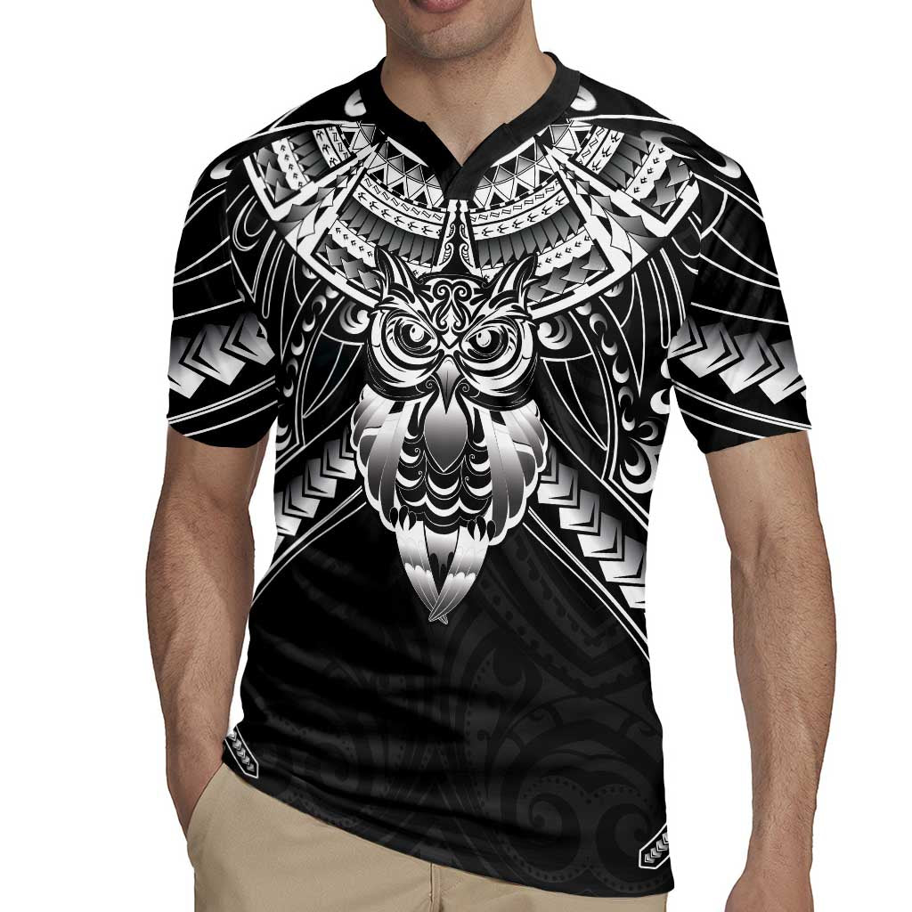 New Zealand Morepork Rugby Jersey Maori Pattern Black LT05 - Polynesian Pride
