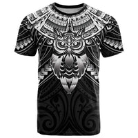 New Zealand Morepork T Shirt Maori Pattern Black LT05 Black - Polynesian Pride