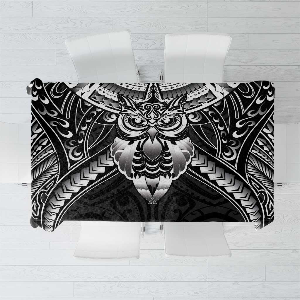 New Zealand Morepork Tablecloth Maori Pattern Black LT05 Black - Polynesian Pride