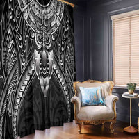 New Zealand Morepork Window Curtain Maori Pattern Black