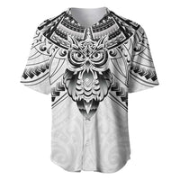 New Zealand Morepork Baseball Jersey Maori Pattern White LT05 White - Polynesian Pride