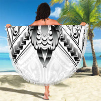 New Zealand Morepork Beach Blanket Maori Pattern White
