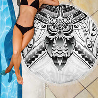 New Zealand Morepork Beach Blanket Maori Pattern White