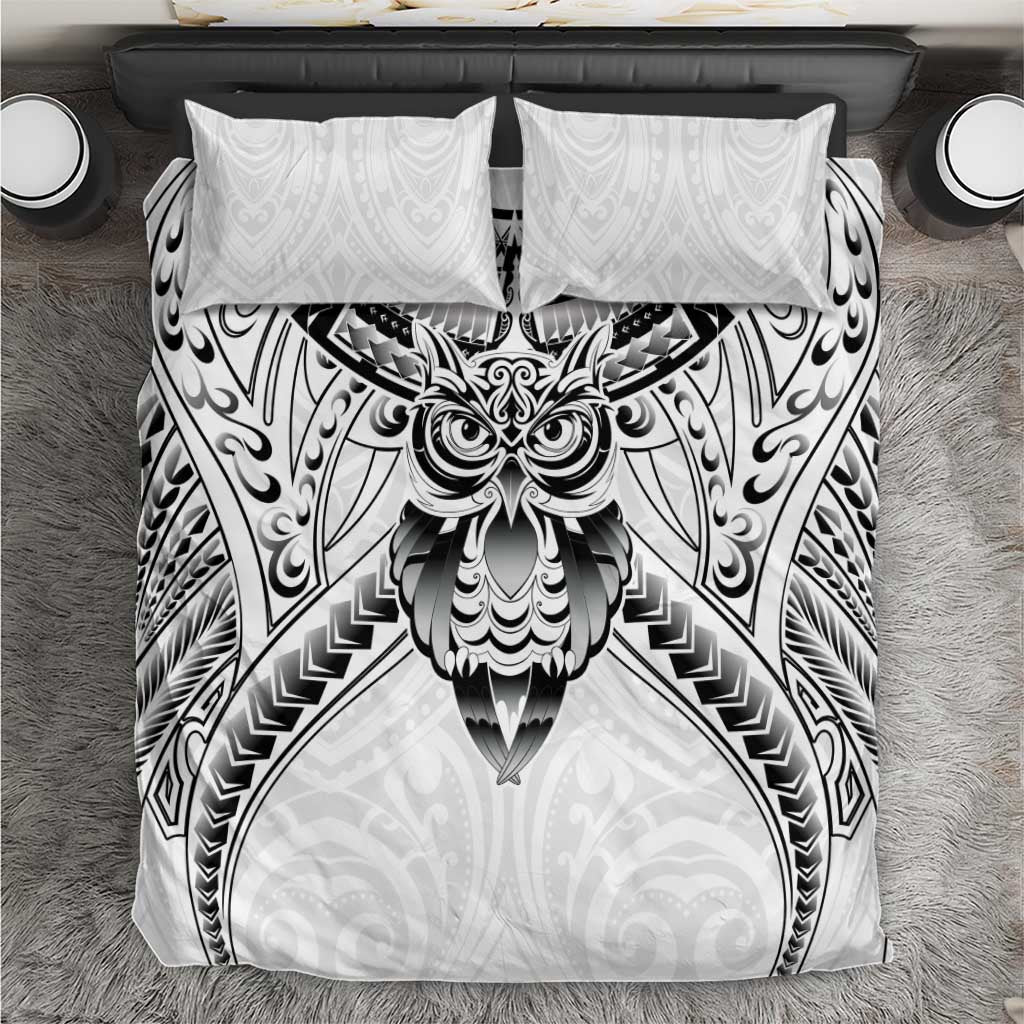 New Zealand Morepork Bedding Set Maori Pattern White
