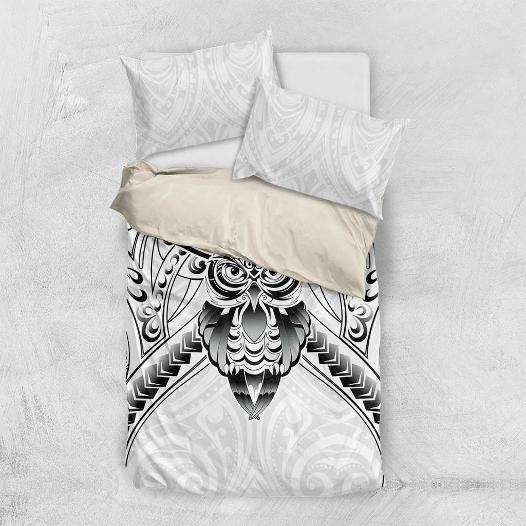 New Zealand Morepork Bedding Set Maori Pattern White