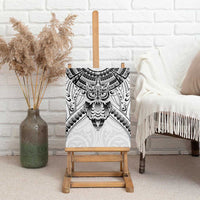 New Zealand Morepork Canvas Wall Art Maori Pattern White