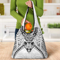 New Zealand Morepork Grocery Bag Maori Pattern White LT05 - Polynesian Pride