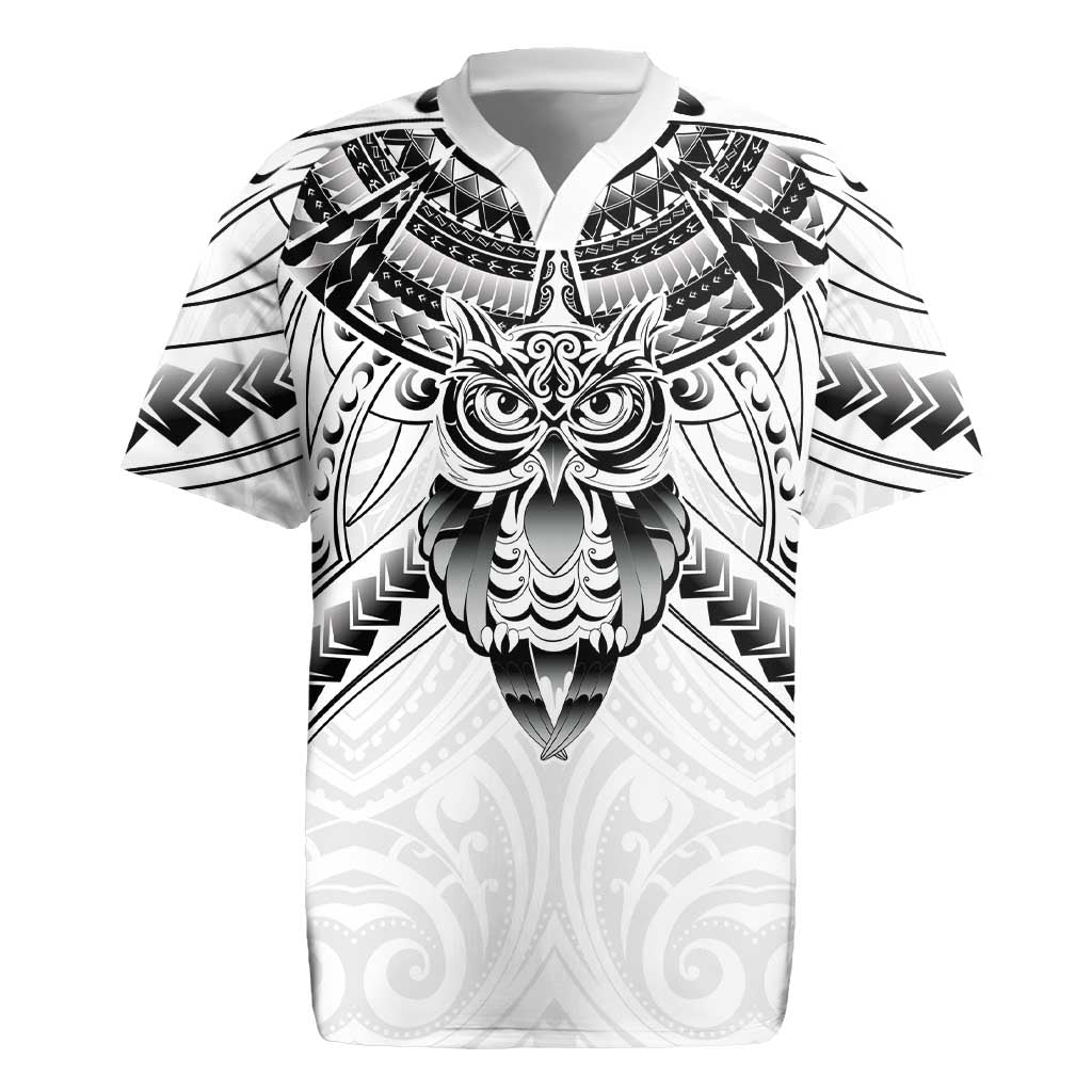 New Zealand Morepork Rugby Jersey Maori Pattern White LT05 White - Polynesian Pride
