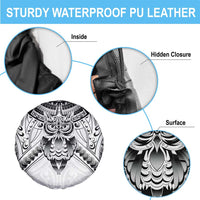 New Zealand Morepork Spare Tire Cover Maori Pattern White