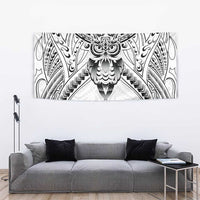 New Zealand Morepork Tapestry Maori Pattern White