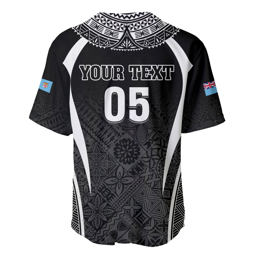 Custom Fiji Rugby Baseball Jersey Fijian Warrior Black LT05 - Polynesian Pride