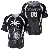Custom Fiji Rugby Baseball Jersey Fijian Warrior Black LT05 - Polynesian Pride