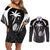 Custom Fiji Rugby Couples Matching Off Shoulder Short Dress and Long Sleeve Button Shirt Fijian Warrior Black