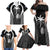 Custom Fiji Rugby Family Matching Off Shoulder Maxi Dress and Hawaiian Shirt Fijian Warrior Black