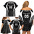 Custom Fiji Rugby Family Matching Off Shoulder Short Dress and Hawaiian Shirt Fijian Warrior Black