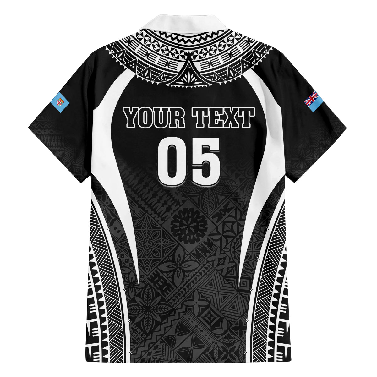 Custom Fiji Rugby Family Matching Puletasi and Hawaiian Shirt Fijian Warrior Black