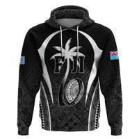 Custom Fiji Rugby Hoodie Fijian Warrior Black LT05 Pullover Hoodie Black - Polynesian Pride