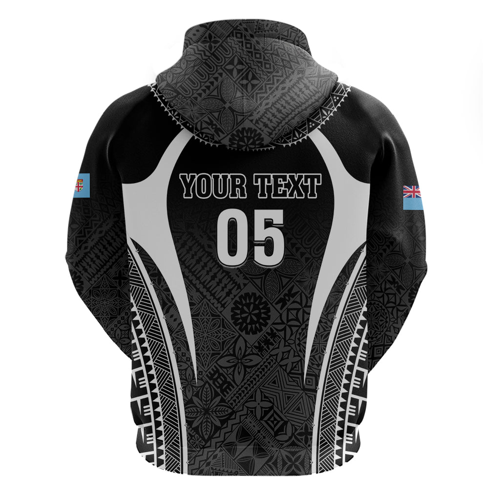 Custom Fiji Rugby Hoodie Fijian Warrior Black LT05 - Polynesian Pride