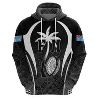 Custom Fiji Rugby Hoodie Fijian Warrior Black LT05 - Polynesian Pride