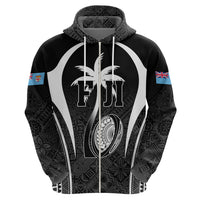 Custom Fiji Rugby Hoodie Fijian Warrior Black LT05 - Polynesian Pride