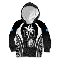 Custom Fiji Rugby Kid Hoodie Fijian Warrior Black