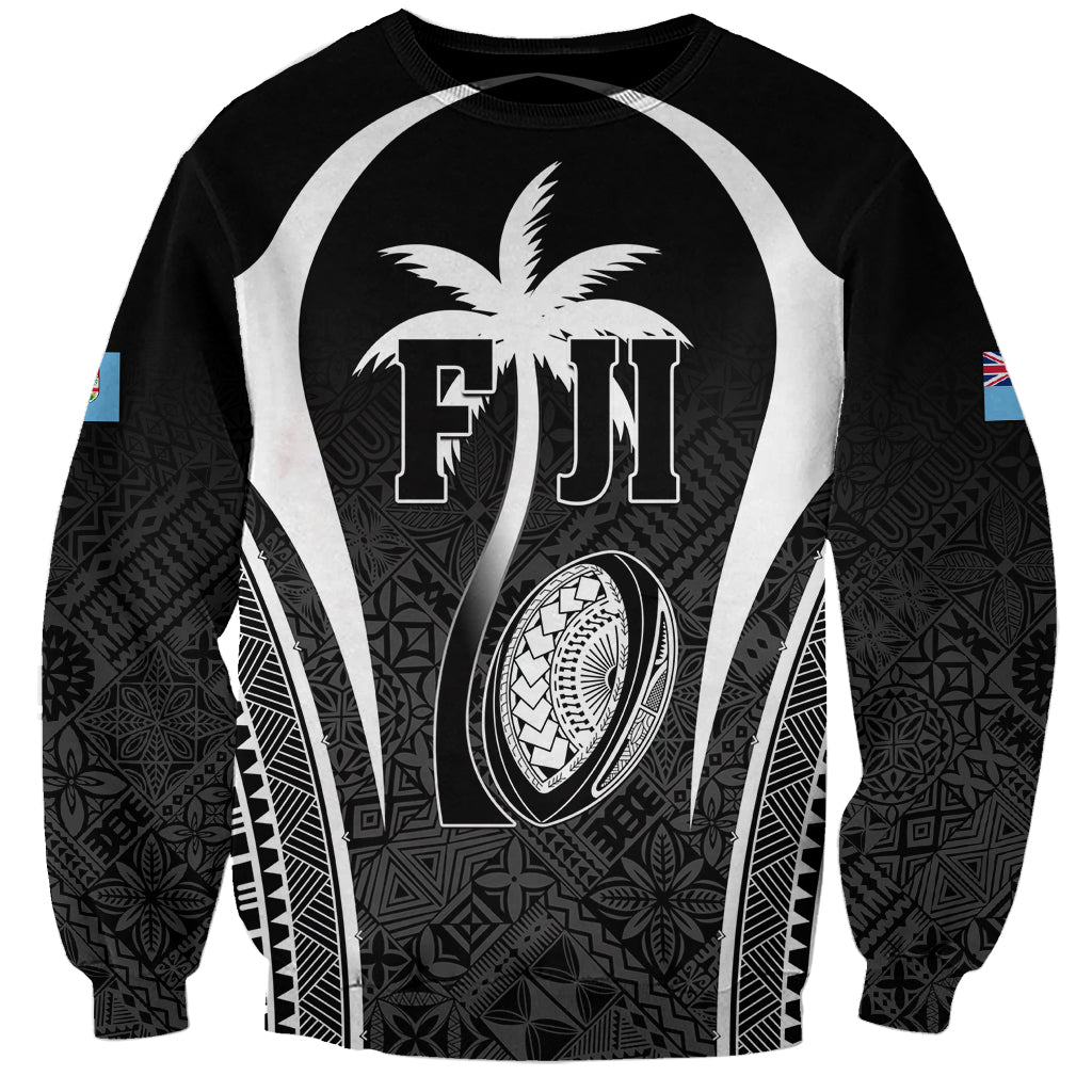 Custom Fiji Rugby Sweatshirt Fijian Warrior Black