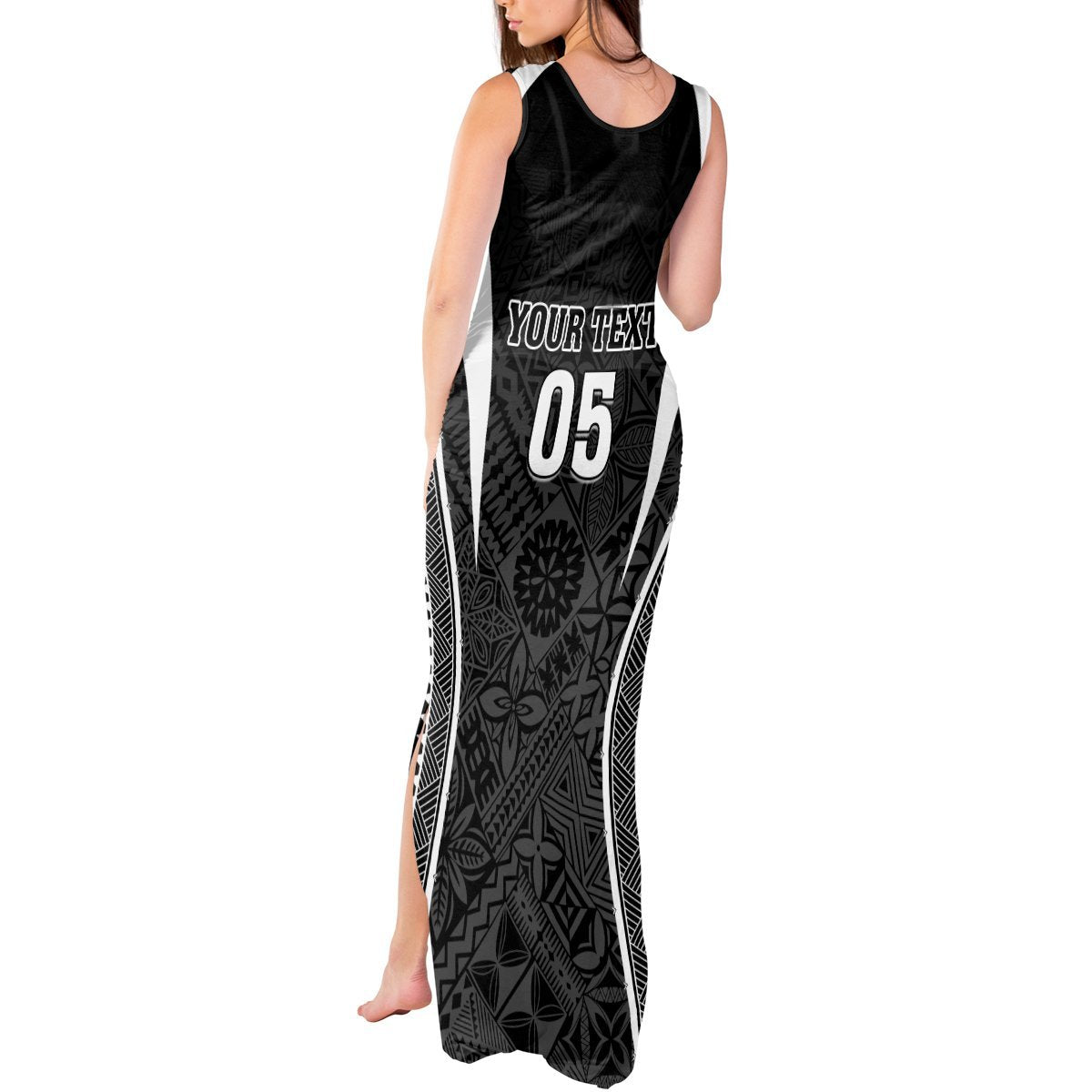 Custom Fiji Rugby Tank Maxi Dress Fijian Warrior Black LT05 - Polynesian Pride