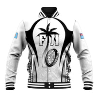 Custom Fiji Rugby Baseball Jacket Fijian Warrior White LT05 Unisex White - Polynesian Pride