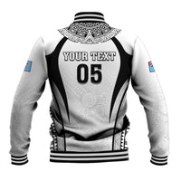 Custom Fiji Rugby Baseball Jacket Fijian Warrior White LT05 - Polynesian Pride