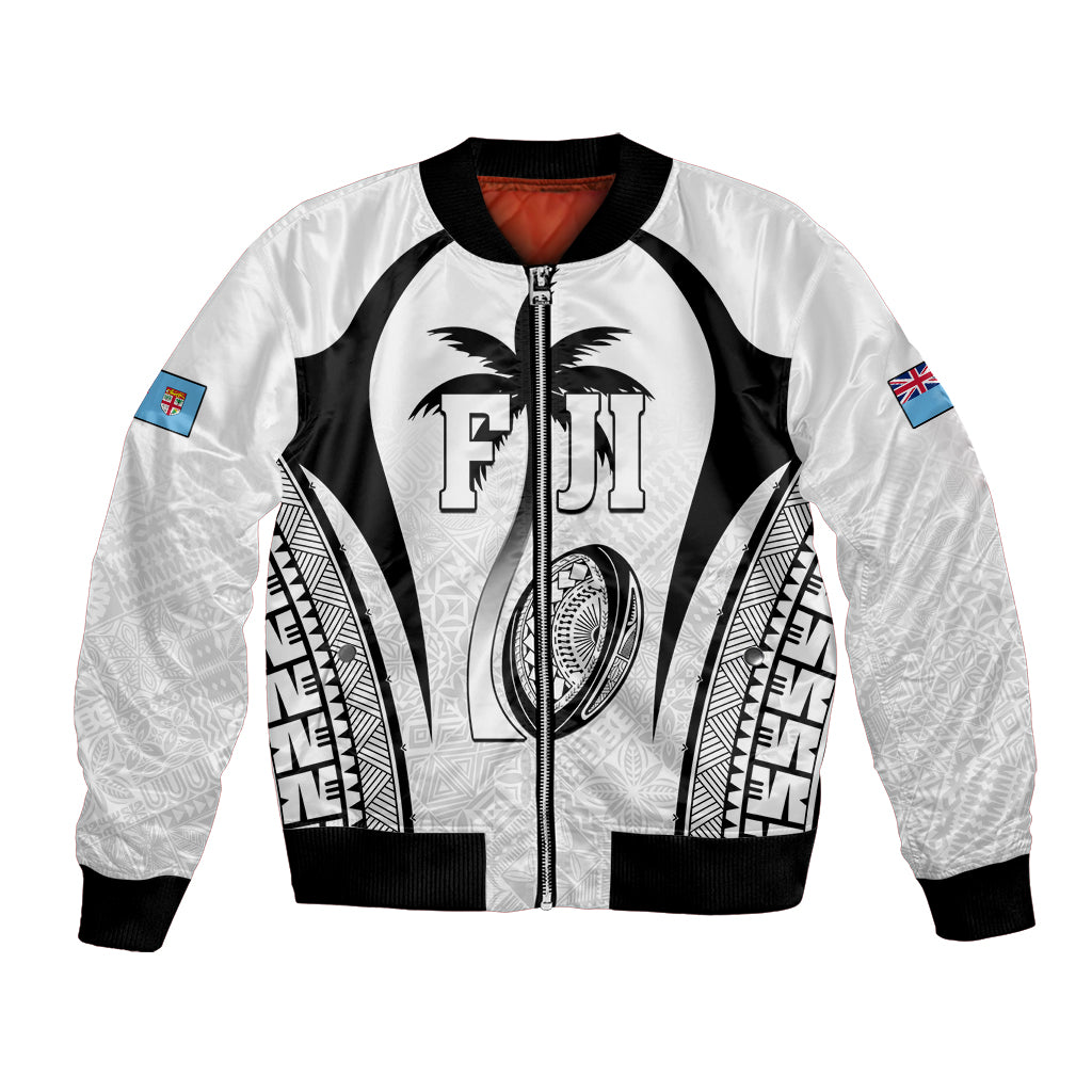 Custom Fiji Rugby Bomber Jacket Fijian Warrior White