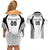 Custom Fiji Rugby Couples Matching Off Shoulder Short Dress and Hawaiian Shirt Fijian Warrior White