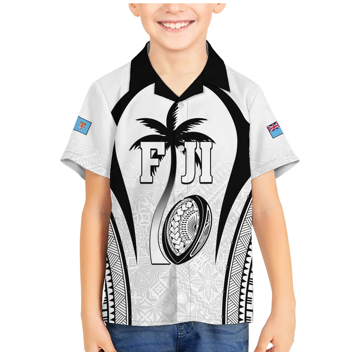 Custom Fiji Rugby Family Matching Mermaid Dress and Hawaiian Shirt Fijian Warrior White