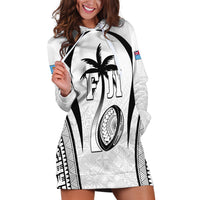 Custom Fiji Rugby Hoodie Dress Fijian Warrior White LT05 White - Polynesian Pride