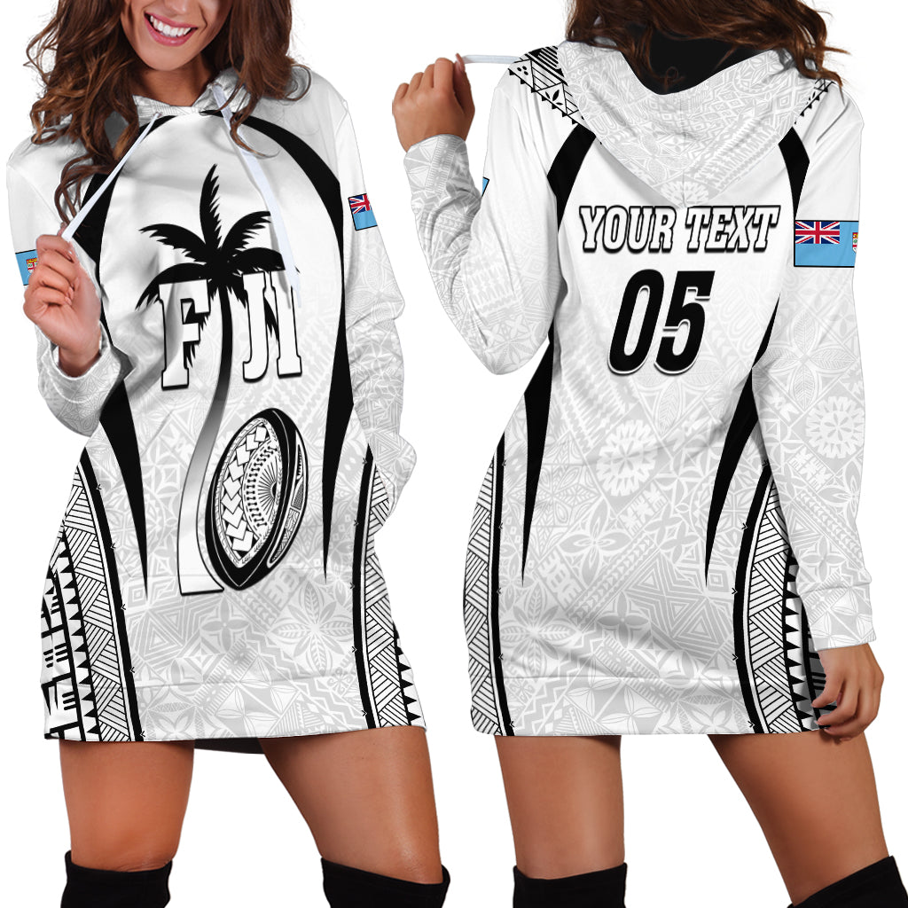 Custom Fiji Rugby Hoodie Dress Fijian Warrior White LT05 - Polynesian Pride