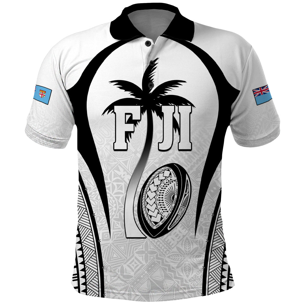 Custom Fiji Rugby Polo Shirt Fijian Warrior White