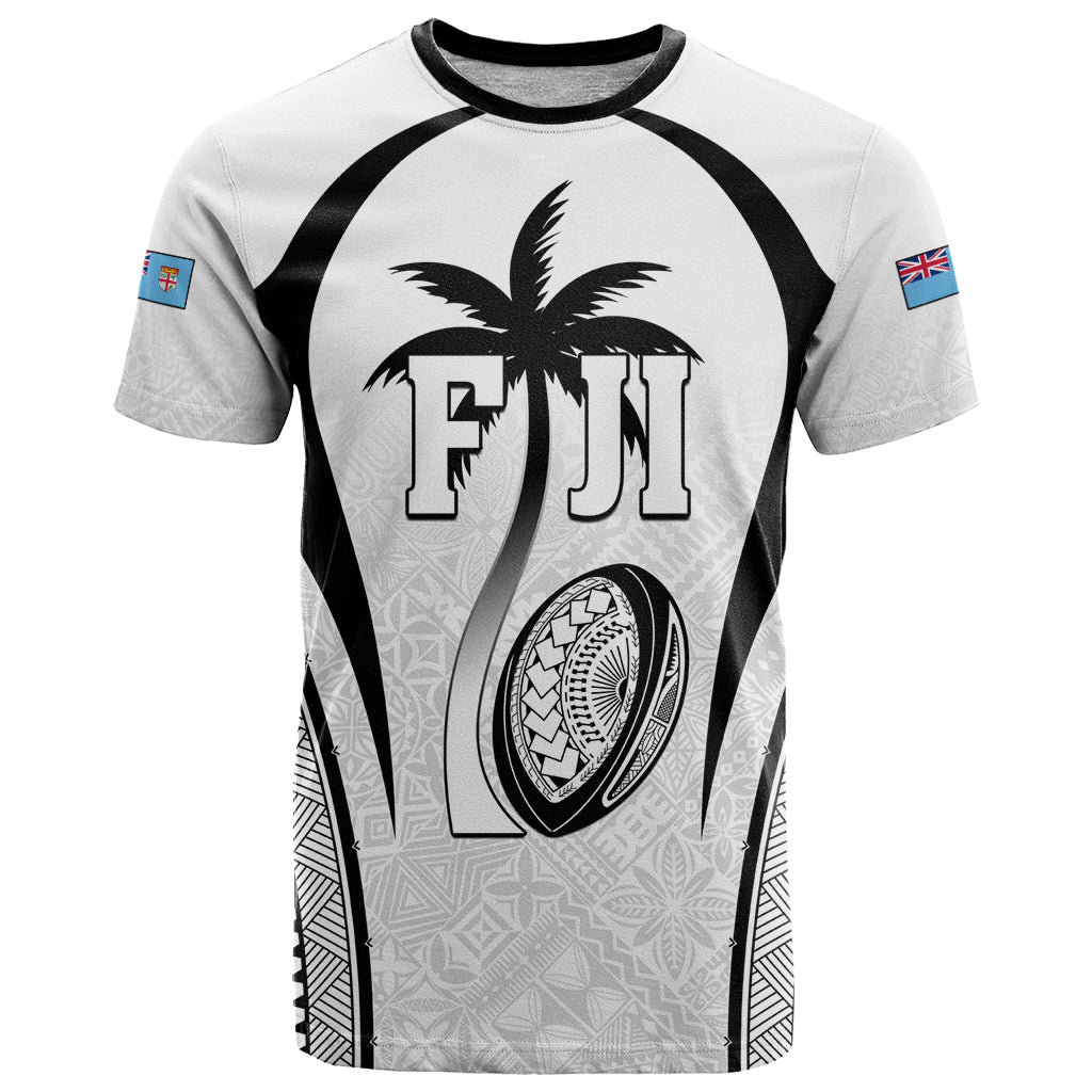 Custom Fiji Rugby T Shirt Fijian Warrior White LT05 White - Polynesian Pride
