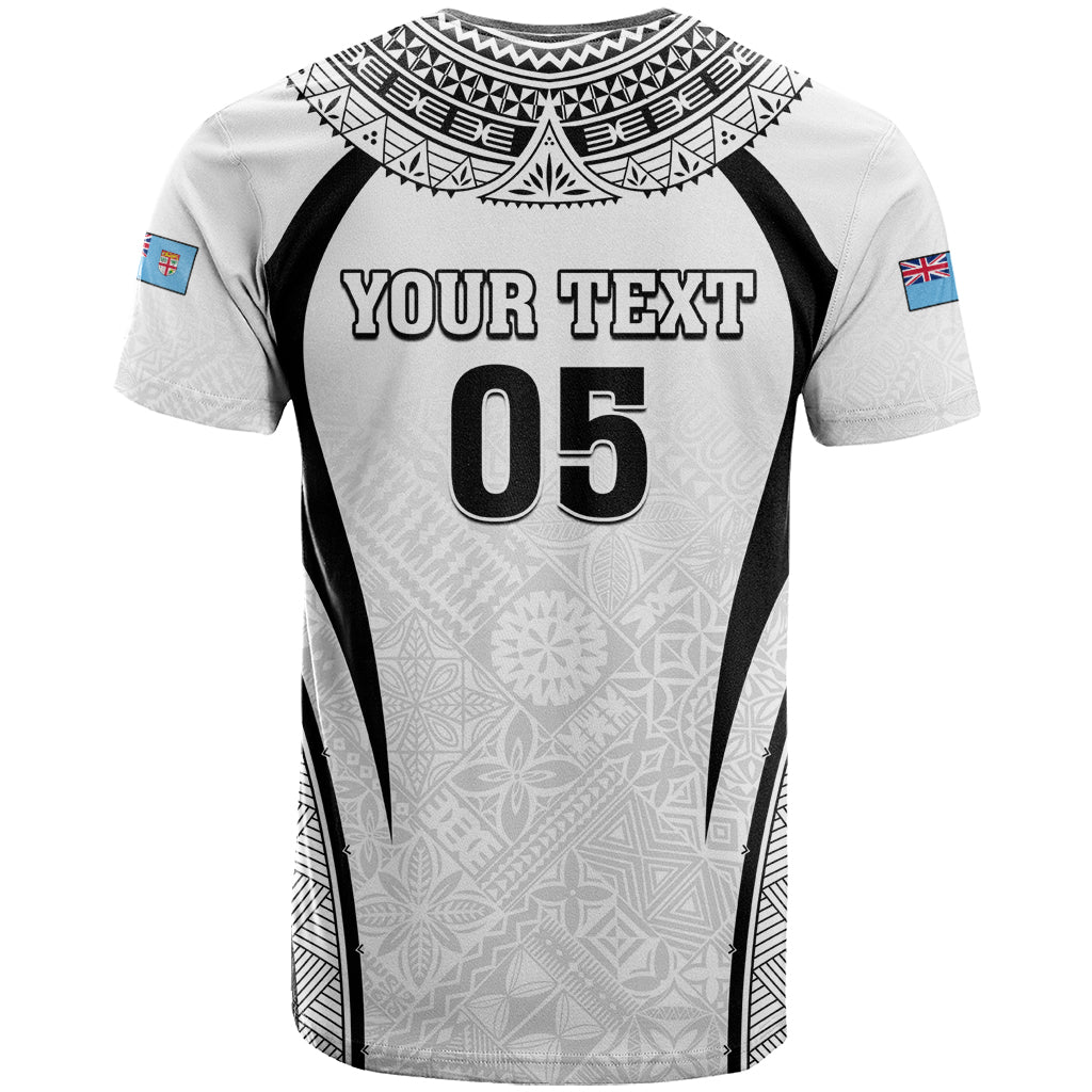 Custom Fiji Rugby T Shirt Fijian Warrior White LT05 - Polynesian Pride