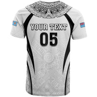 Custom Fiji Rugby T Shirt Fijian Warrior White LT05 - Polynesian Pride