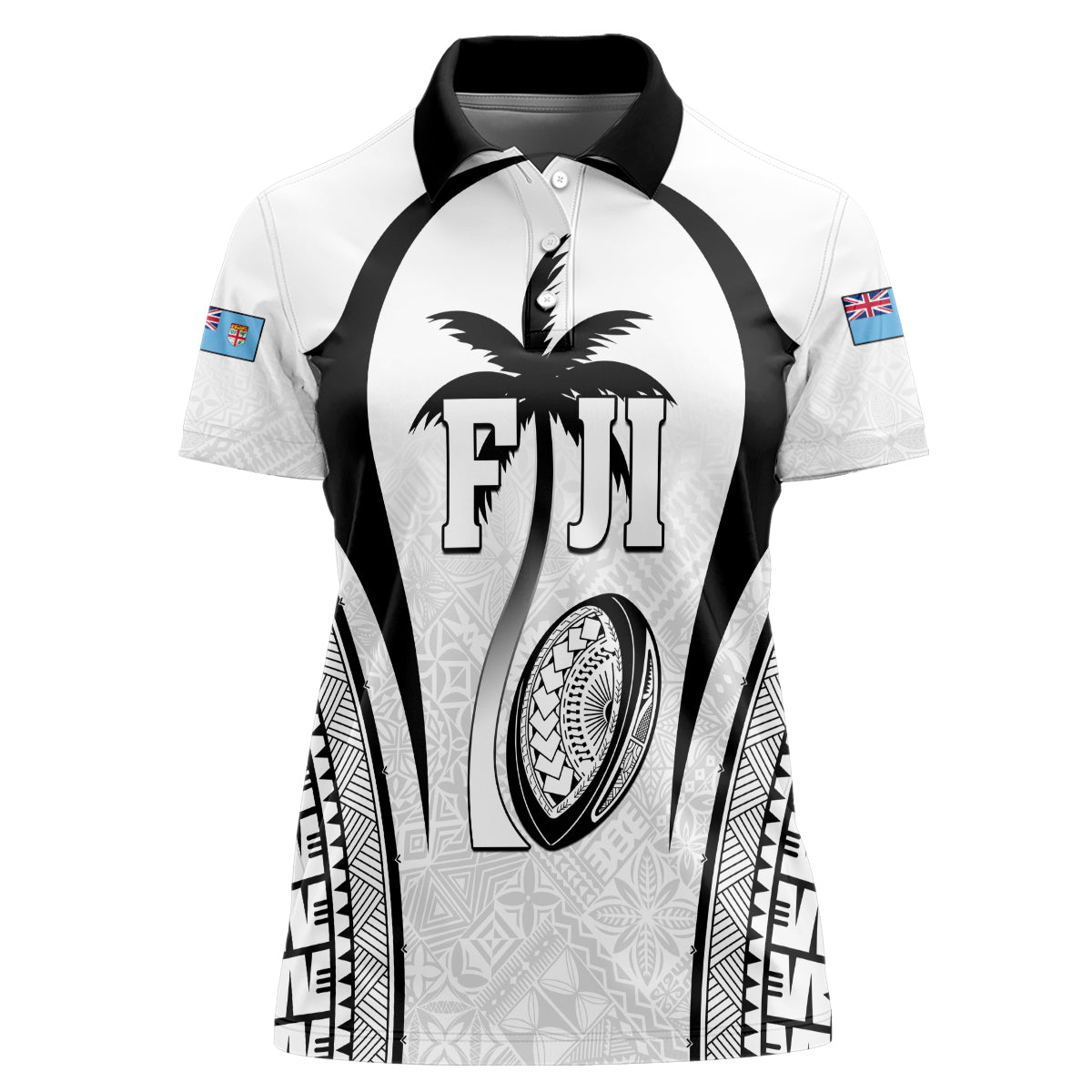 Custom Fiji Rugby Women Polo Shirt Fijian Warrior White