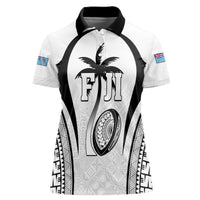 Custom Fiji Rugby Women Polo Shirt Fijian Warrior White LT05 Female White - Polynesian Pride