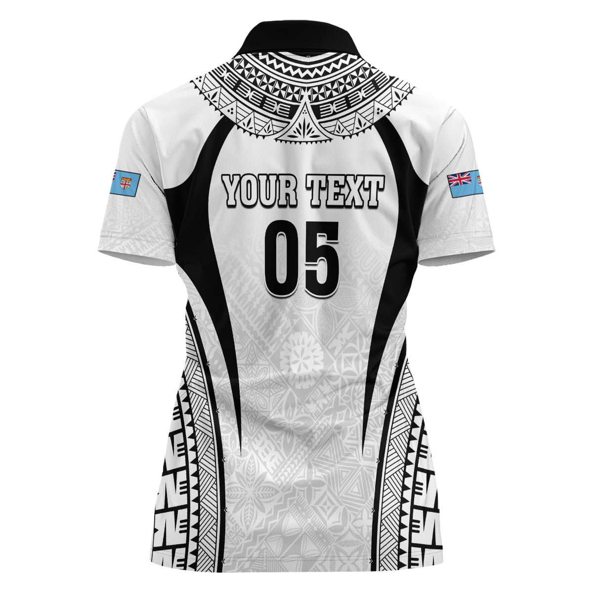 Custom Fiji Rugby Women Polo Shirt Fijian Warrior White LT05 - Polynesian Pride
