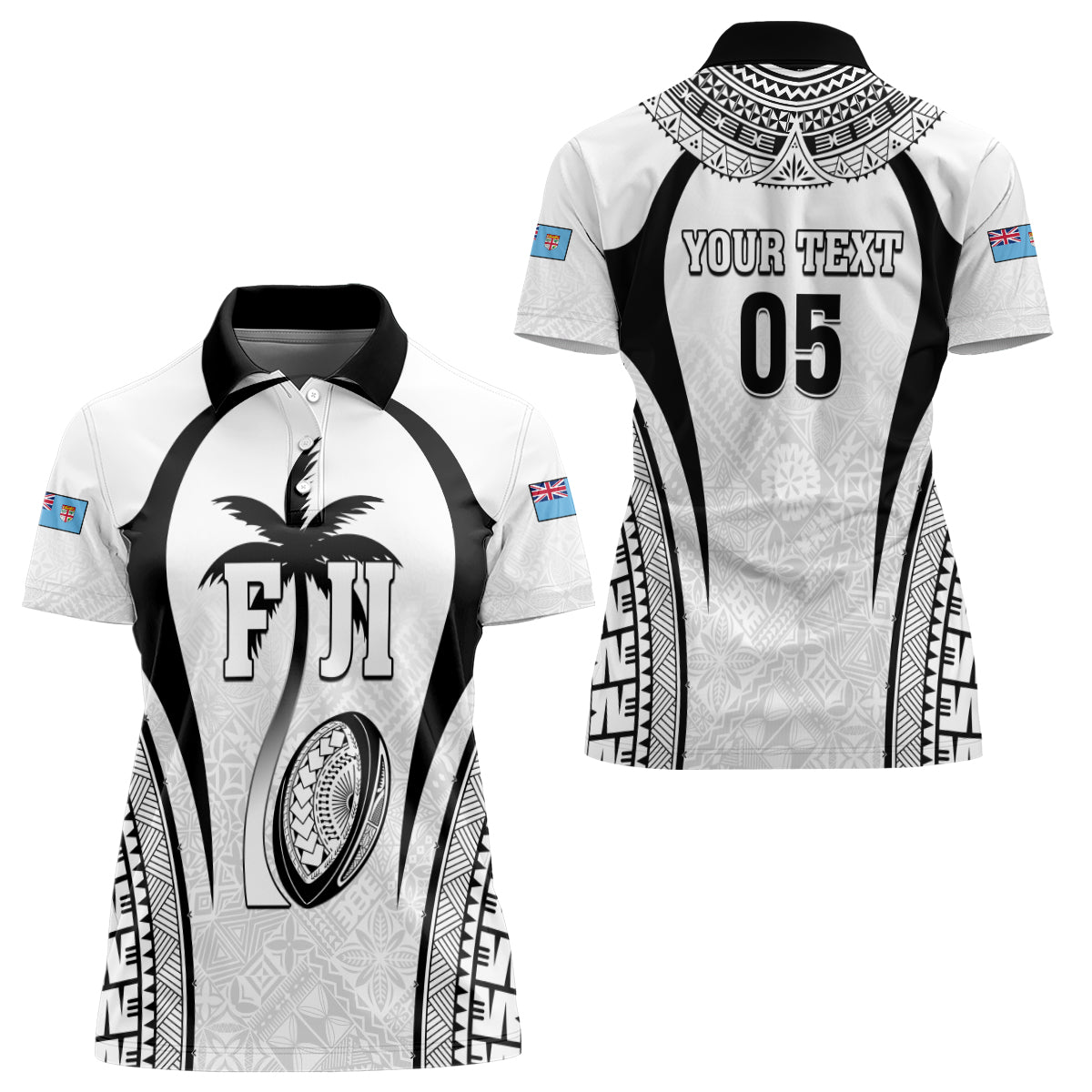 Custom Fiji Rugby Women Polo Shirt Fijian Warrior White LT05 - Polynesian Pride